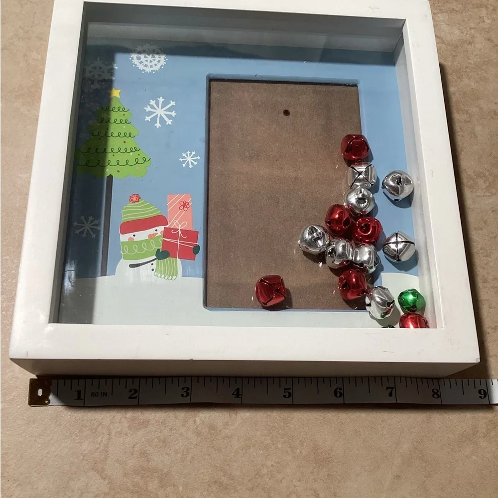 White Holiday Christmas Frame with Jingle Bells